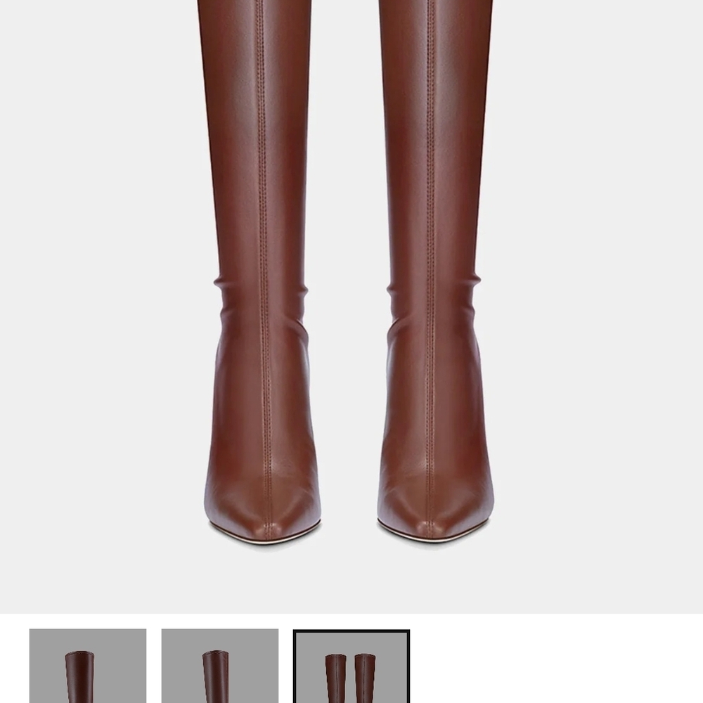 Chic Brown Leather Ankle Boots - Picture 6 of 8